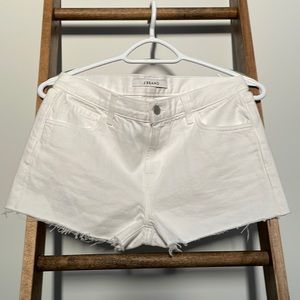 J Brand/Raw hem Denim shorts/White/size 25